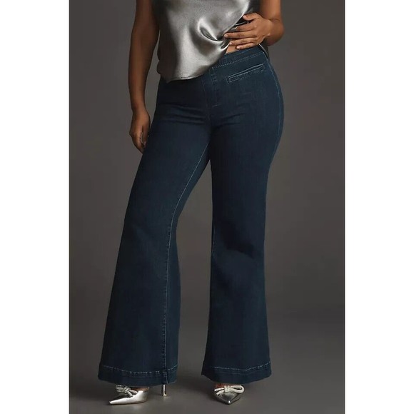 Women's Dark Blue Flare Jeans - Picture 1 of 9
